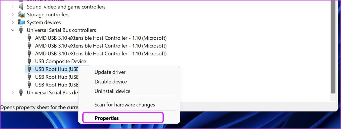 select-properties-Fix-Windows-11-Not-Recognizing-USB-Devices أفضل 8 طرق لإصلاح عدم تعرف Windows 11 على أجهزة USB