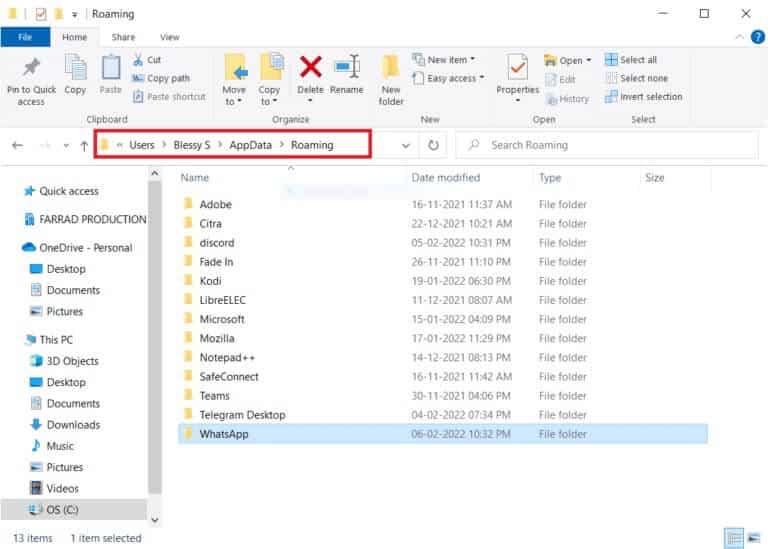 select-the-appdata-roaming-folder-and-navigate-to-768x549-1 إصلاح خطأ 0 ERROR_SUCCESS على Windows