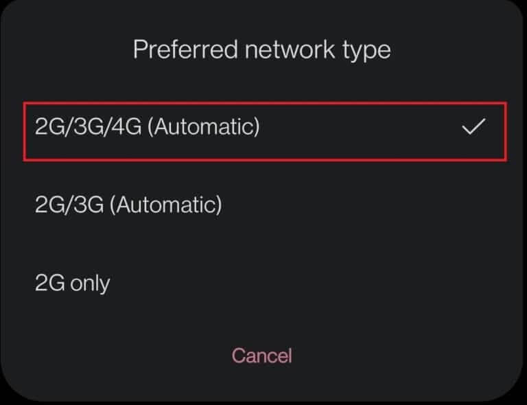 select-the-option-2g-3g-4g-automatic-768x590-1 14 طريقة لإصلاح عدم عمل 4G على Android