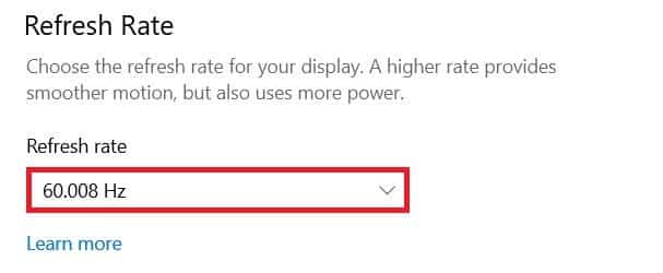 select-the-recommended-and-required-rate-under-ref إصلاح عدم اتصال جهاز الكمبيوتر الذي يعمل بنظام Windows بالتلفزيون