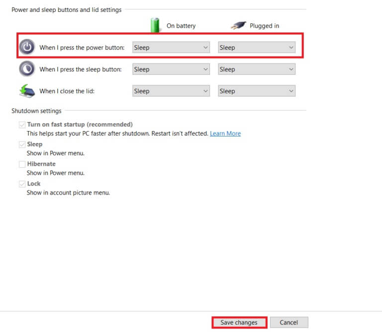 select-the-sleep-option-under-on-battery-and-plugg-768x669-1 كيفية العثور على زر السكون على Windows 10