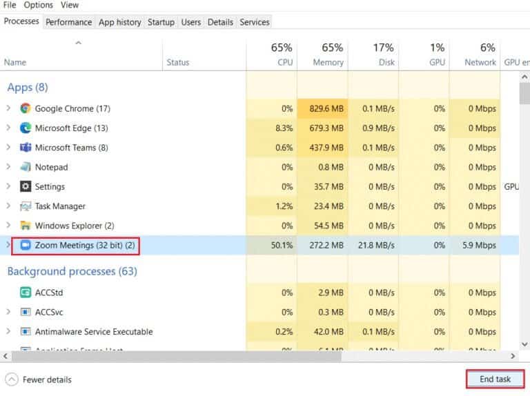 select-zoom-process-and-click-on-End-task-in-Task-manager-768x574-2 إصلاح خطأ STATUS BREAKPOINT على Google Chrome