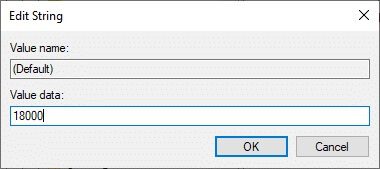 set-the-value-data-to-18000 إصلاح خطأ الخدمة 1053 على Windows 10