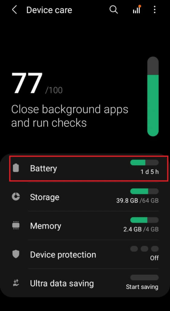 tap-battery-on-device-care-page-562x1024-1 إصلاح عدم تحميل القصص على Snapchat