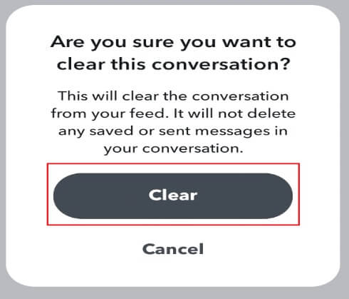 tap-clear-to-clear-the-conversation إصلاح عدم تحميل القصص على Snapchat