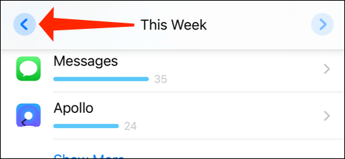 tap-left-arrow-this-week كيفية تعطيل الإشعارات لتطبيق Shortcuts على iPhone