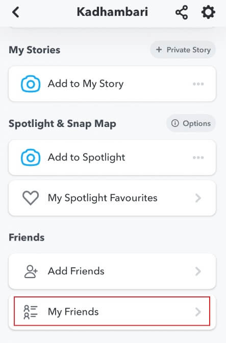 tap-my-friends-on-the-snapchat-profile-page إصلاح عدم تحميل القصص على Snapchat