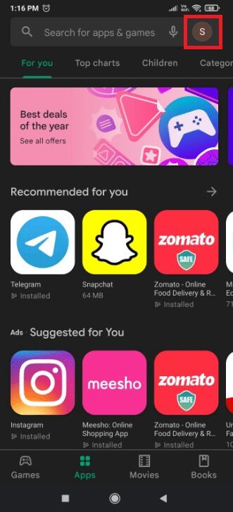 tap-on-your-profile-icon إصلاح نظام العملية لا يستجيب على Android