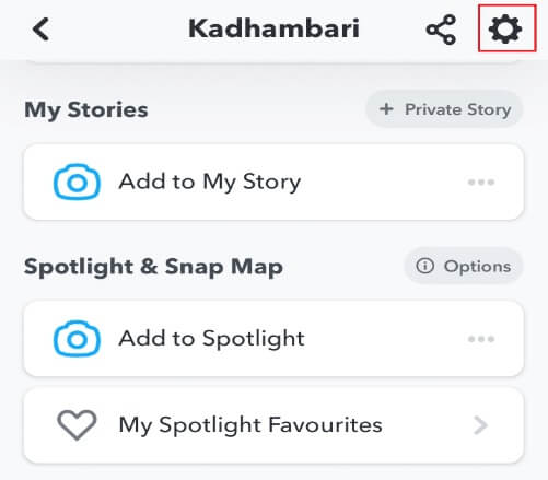tap-the-setting-gear-icon إصلاح عدم تحميل القصص على Snapchat
