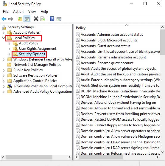then-click-on-local-policies-in-the-left-pane-fo إصلاح خطأ المعالج غير صالح في نظام التشغيل Windows 10