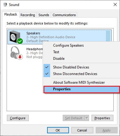 then-right-click-on-your-default-audio-device-and إصلاح عدم عمل صوت Zoom في Windows 10