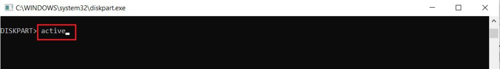 type-active-command-in-diskpart-command-prompt-or-cmd-window-1024x142-1 إصلاح لا يمكن إنشاء قسم مساحة جديد غير مخصص على Windows 10