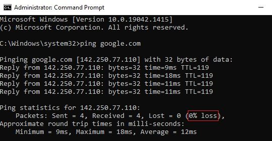 type-ping-google-com-and-hit-enter-1 إصلاح ERR_EMPTY_RESPONSE على Windows 10