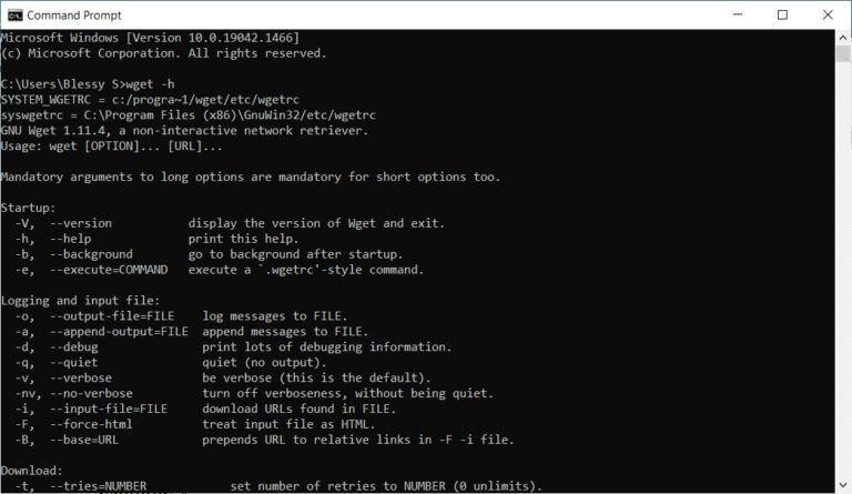 type-the-command-to-get-the-list-of-commands-768x445-1 كيفية تنزيل WGET لنظام التشغيل Windows 10 وتثبيته واستخدامه