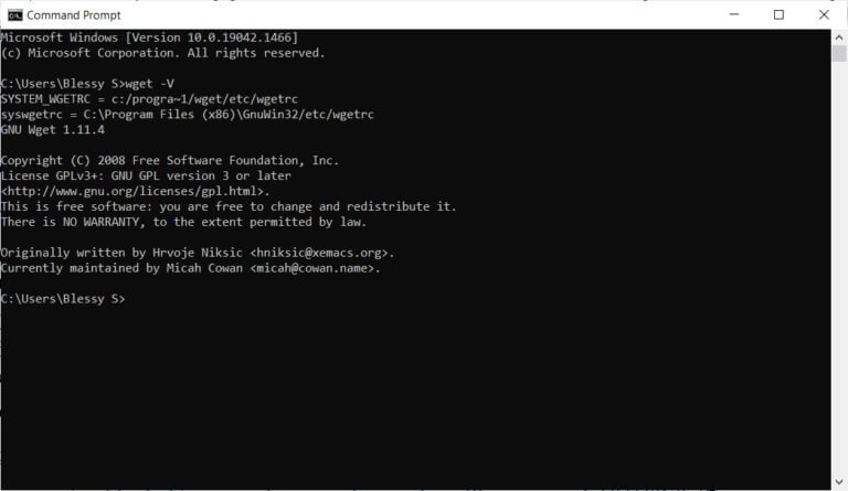 type-the-command-to-know-the-wget-version-768x445-1 كيفية تنزيل WGET لنظام التشغيل Windows 10 وتثبيته واستخدامه