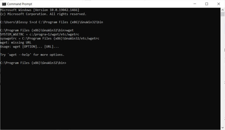 type-the-commands-to-execute-wget-768x445-1 كيفية تنزيل WGET لنظام التشغيل Windows 10 وتثبيته واستخدامه