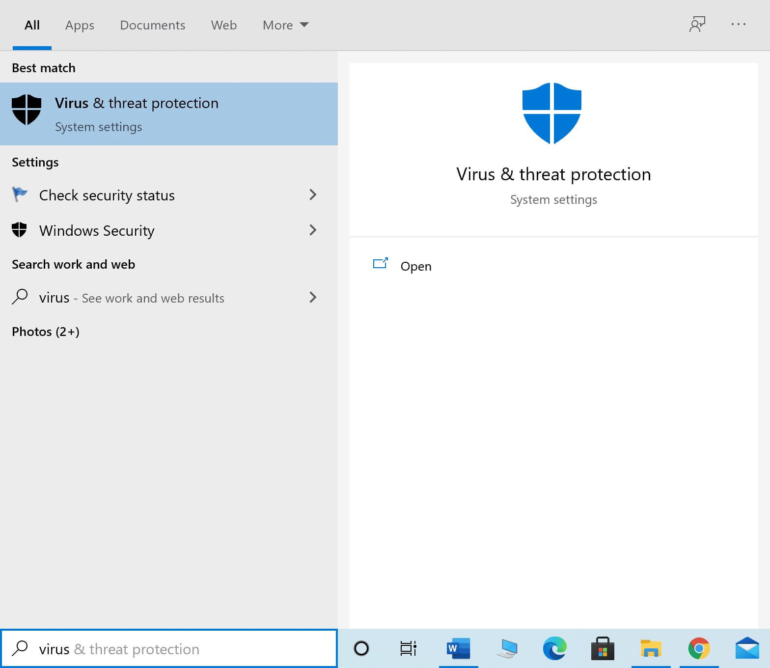 type-virus-and-threat-protection-in-windows-search إصلاح عدم عمل مركز ألعاب ROG