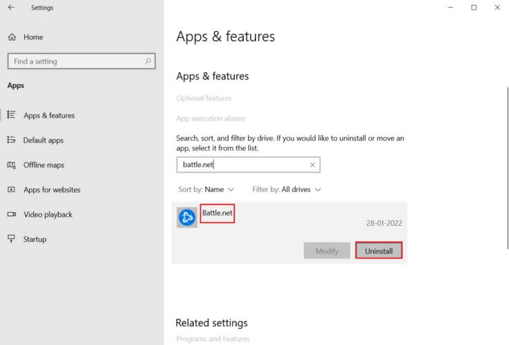 uninstall-blizzard-battle.net-from-apps-and-features-settings-735x498-1 14 طريقة لإصلاح خطأ ملف تعريف Chrome