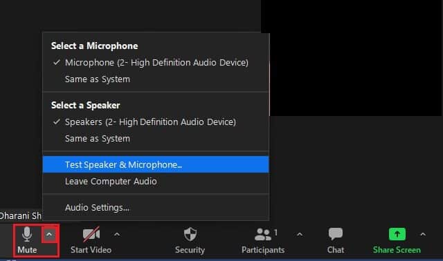 unmute-your-audio-in-zoom-meeting-and-select-the-c إصلاح عدم عمل صوت Zoom في Windows 10