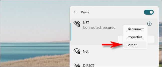 win11_forget_wifi_menu-650x270 كيفية نسيان شبكة Wi-Fi محفوظة على Windows 11