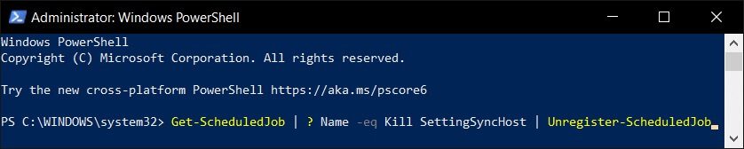 windows-powershell-command-1 إصلاح عملية المضيف لإعداد المزامنة