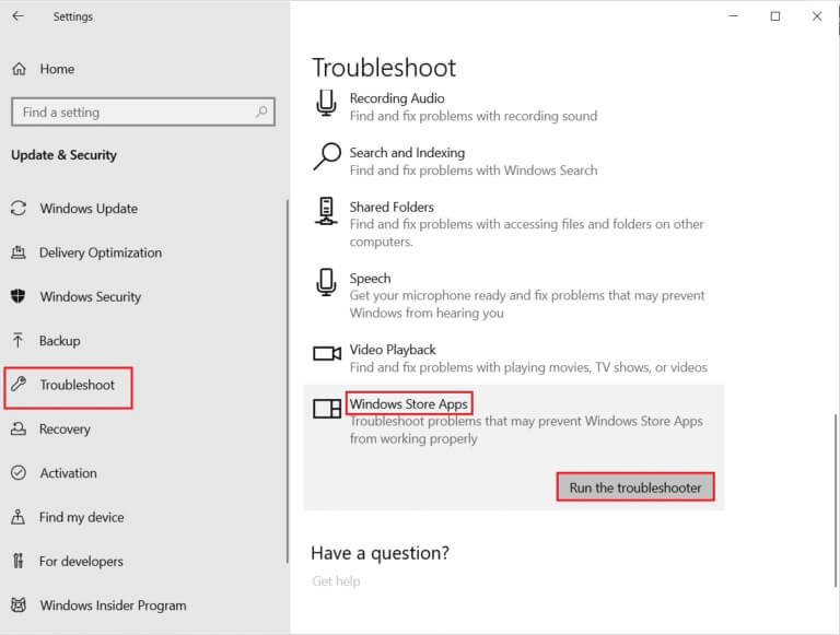 windows-store-apps-click-on-run-the-troubleshooter-768x581-1 إصلاح خطأ لا توجد كاميرا متصلة 0xa00f4244