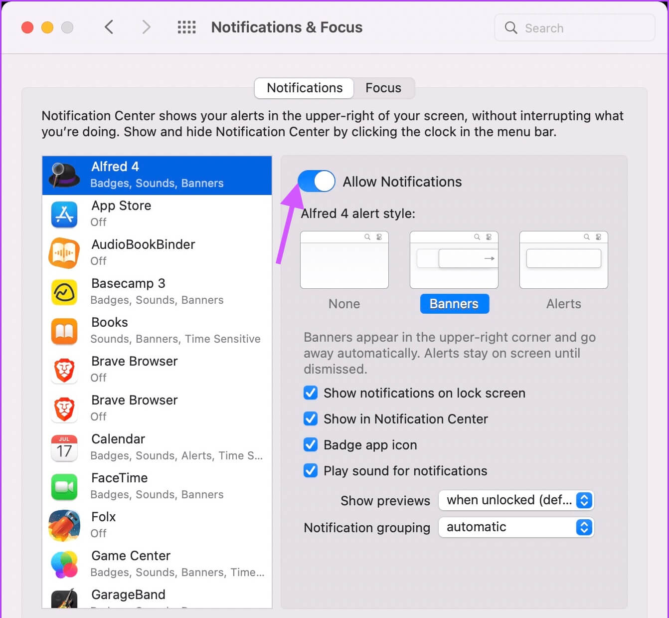 2.-Setting-app-specific-notification-preference-3 إدارة الإشعارات على جهاز Mac