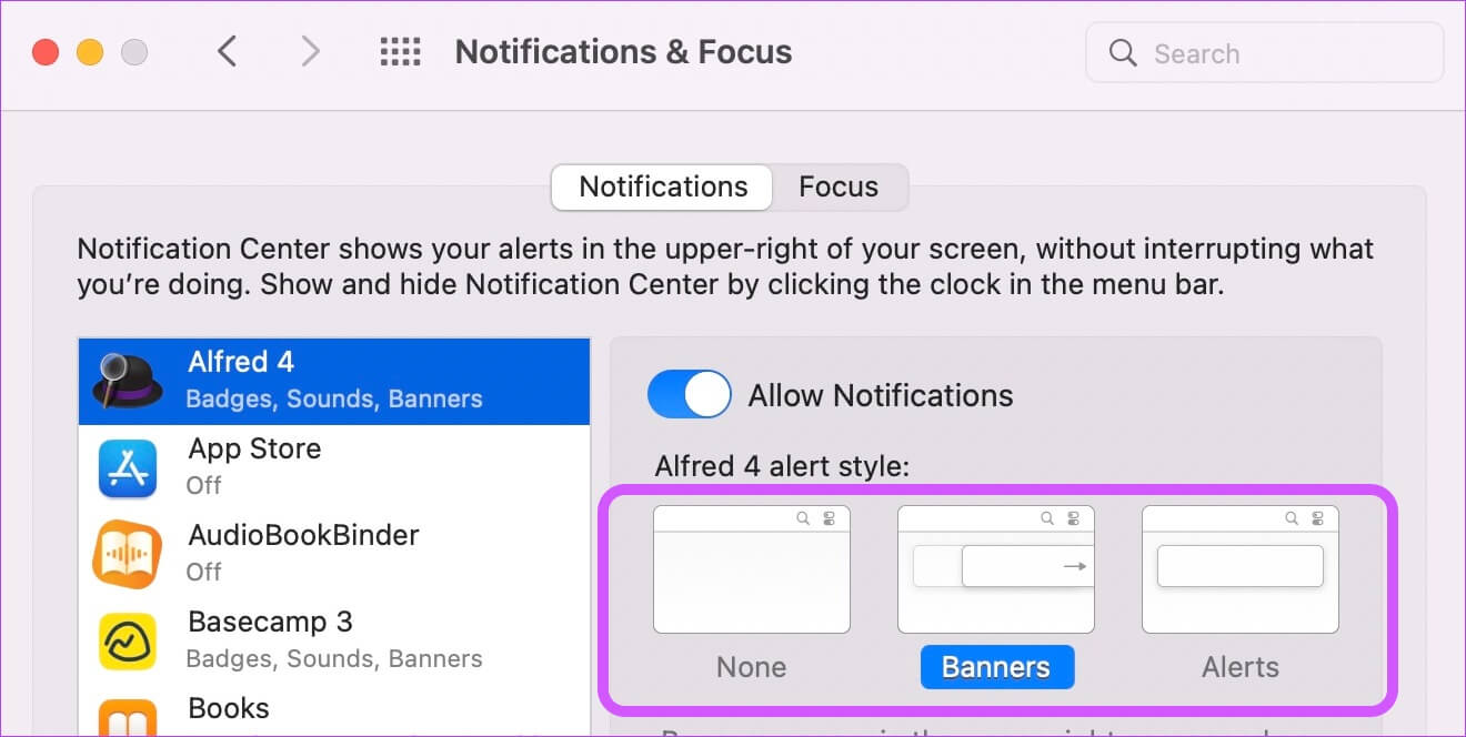 2.-Setting-app-specific-notification-preference-4 إدارة الإشعارات على جهاز Mac
