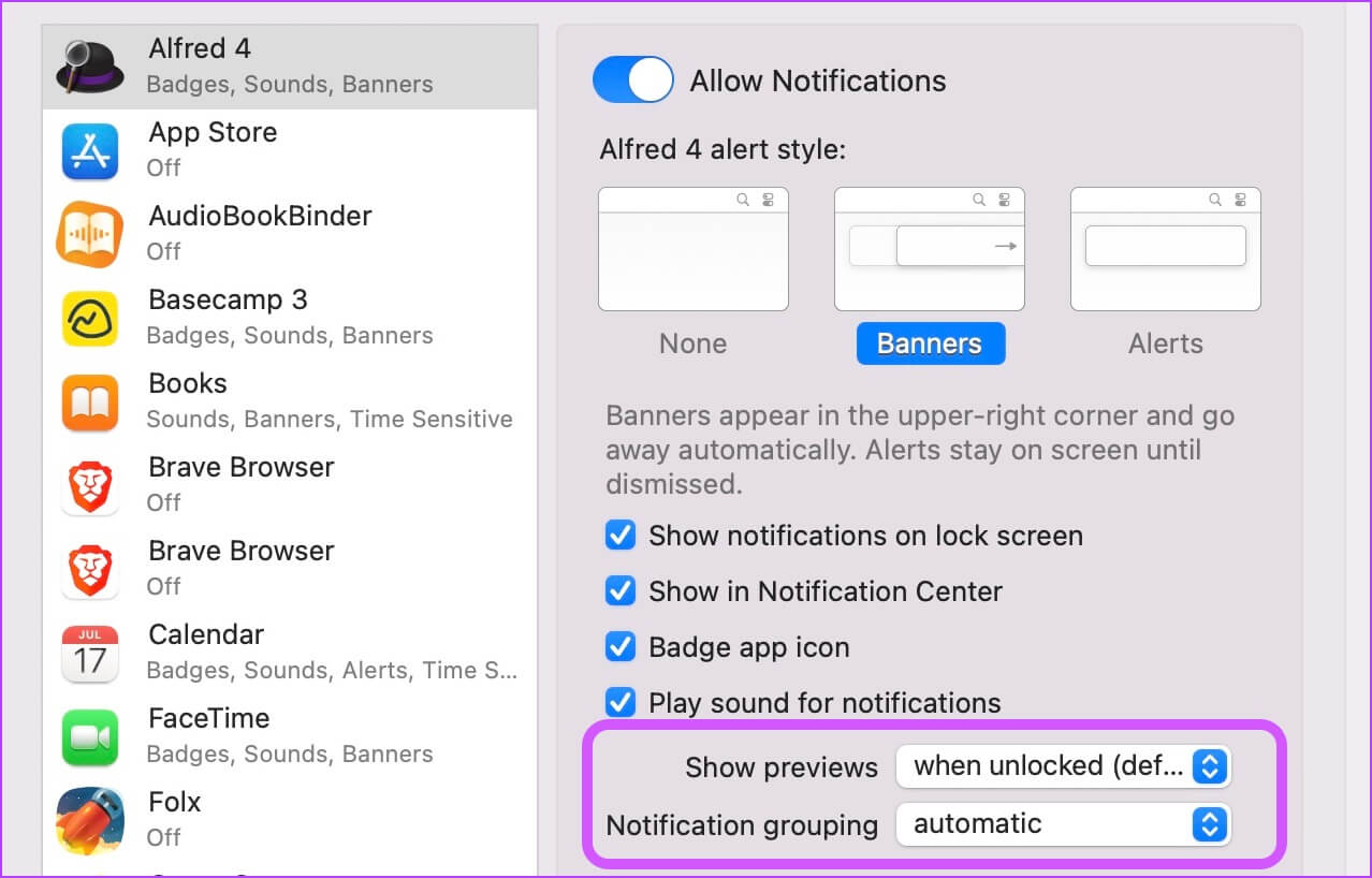 2.-Setting-app-specific-notification-preference-7 إدارة الإشعارات على جهاز Mac