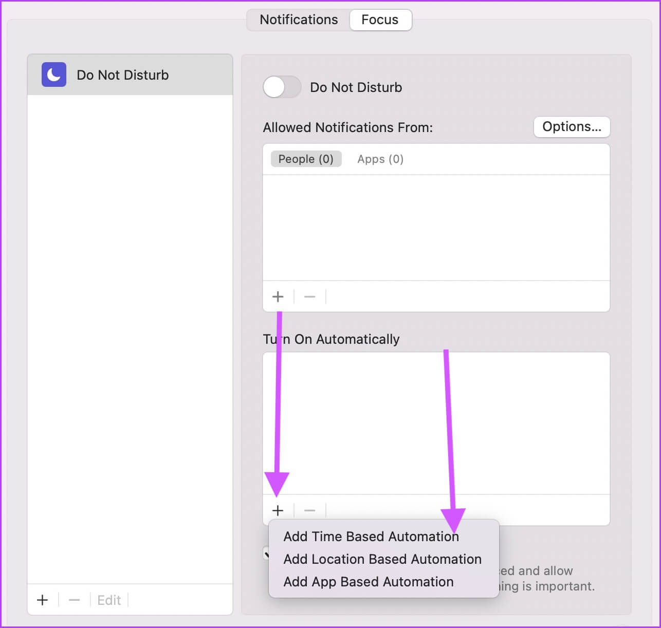 4.-Setting-up-auto-Do-Not-Disturb-using-Focus-Mode-3 إدارة الإشعارات على جهاز Mac