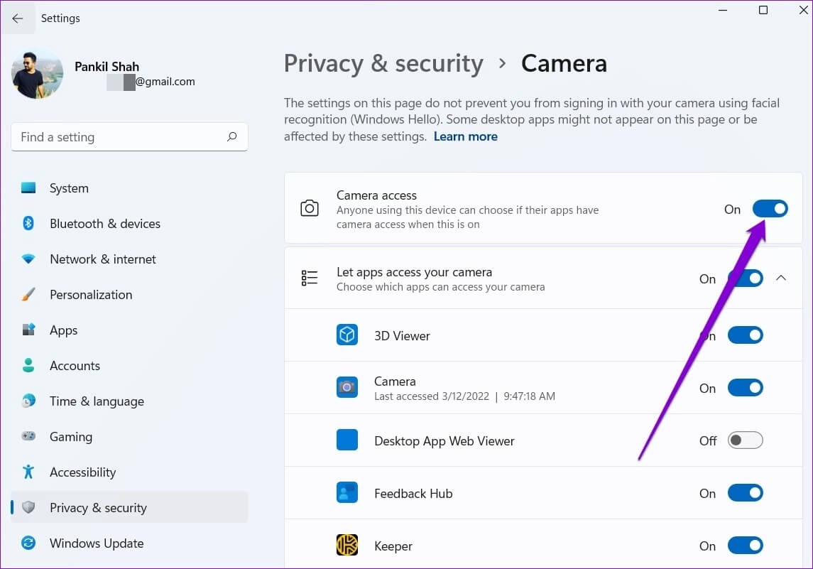 Allow-Camera-Access-on-Windows-11 أفضل 8 طرق لإصلاح عدم عمل الكاميرا على Discord