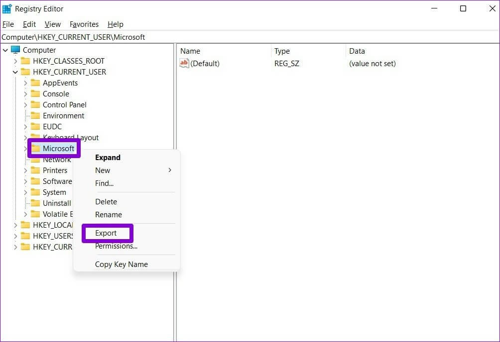Backup-Specific-Registry-Key-in-Windows-11 كيفية عمل نسخة احتياطية من السجل واستعادته في Windows 11
