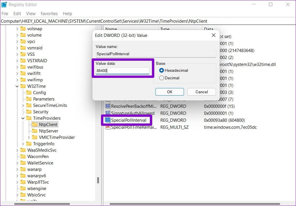 Change-Update-Interval-on-Windows أفضل 7 طرق لإصلاح فشل مزامنة الوقت على Windows 11