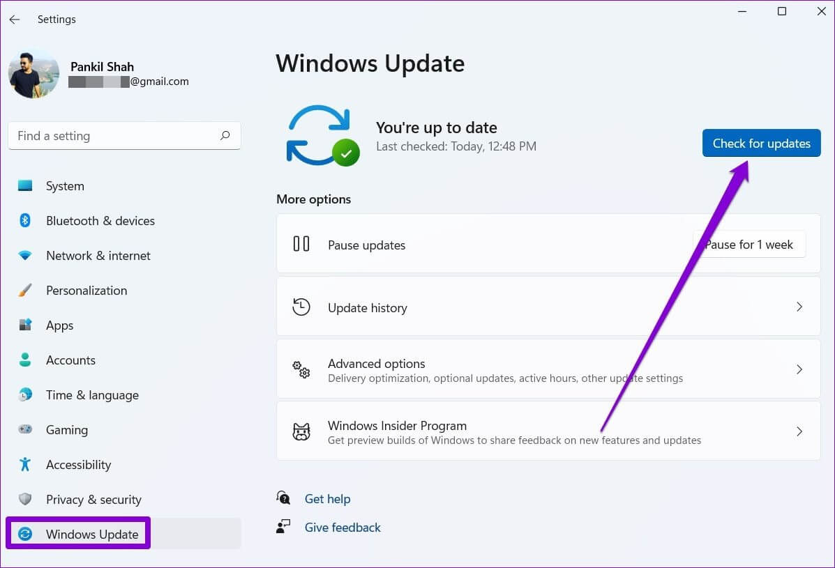 Check-for-Updates-on-Windows-11-1 أفضل 7 طرق لإصلاح عدم تشغيل مقاطع الفيديو على Windows 11