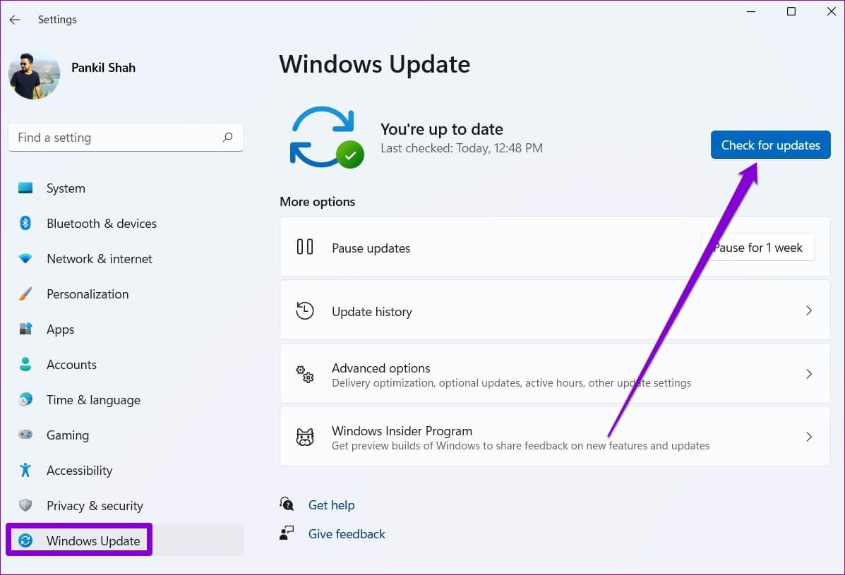Check-for-Updates-on-Windows-11-4 أفضل 6 طرق لإصلاح Windows 11 عالق عند شاشة إعادة تشغيل