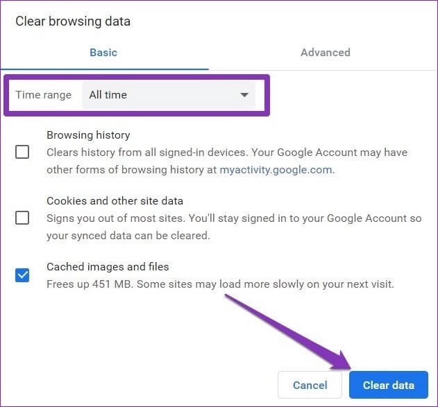 Clear-Cache-on-Google-Chrome أفضل 6 طرق لإصلاح خطأ عارض الصوت في YouTube على Windows 10 و Windows 11