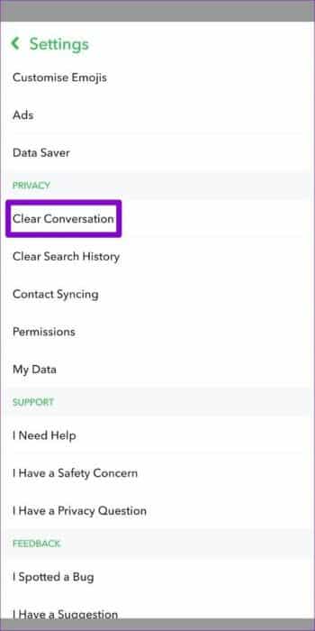 Clear-Conversation-on-Snapchat-512x1024-1 أفضل 8 طرق لإصلاح عدم تحميل Snaps على Snapchat