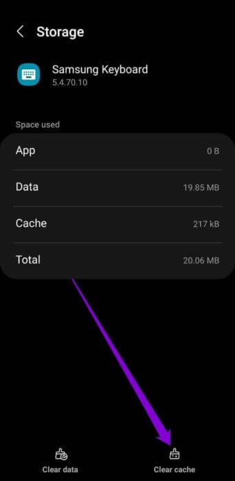 Clear-Samsung-Keyboard-App-Cache-500x1024-1 أفضل 7 طرق لإصلاح عدم عمل لوحة مفاتيح Samsung على هواتف Galaxy