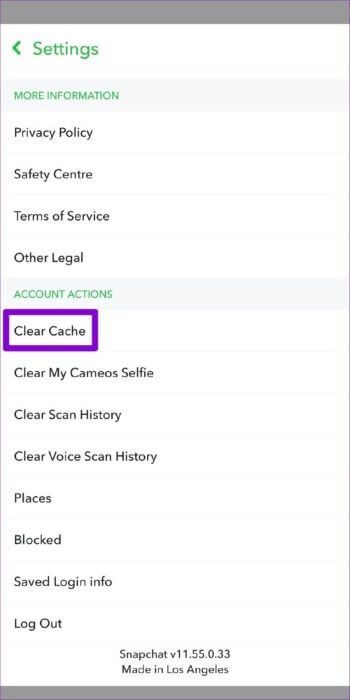 Clear-Snapchat-Cache-512x1024-1 أفضل 8 طرق لإصلاح عدم تحميل Snaps على Snapchat