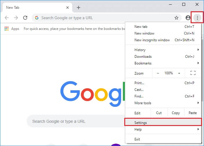 Click-on-three-dots-icon-then-click-Settings-in-Chrome-1 كيفية تغيير Chrome كمتصفح افتراضي