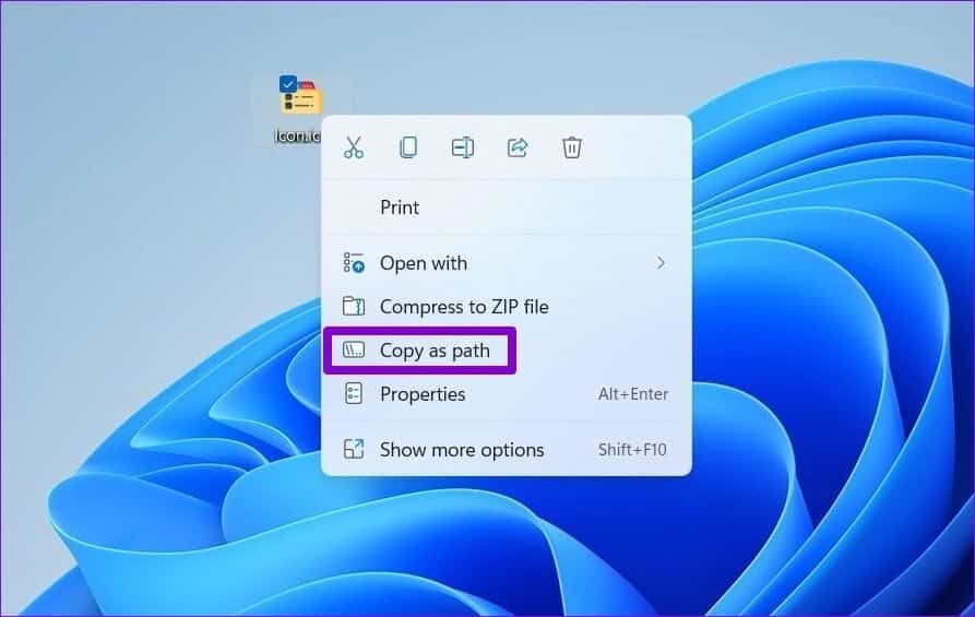 Copy-File-Path كيفية تغيير الأيقونات على Windows 11