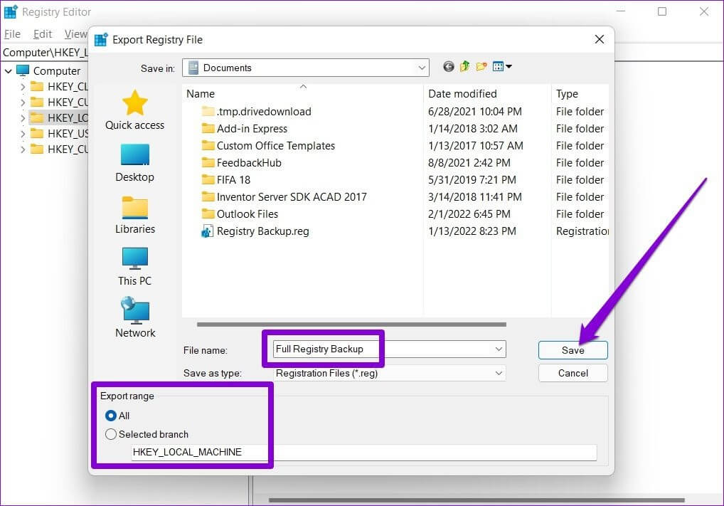 Create-Registry-Backup كيفية عمل نسخة احتياطية من السجل واستعادته في Windows 11