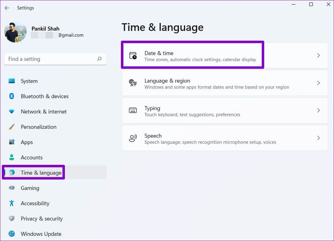 Date-Time-Settings-on-Windows-2 أفضل 7 طرق لإصلاح فشل مزامنة الوقت على Windows 11