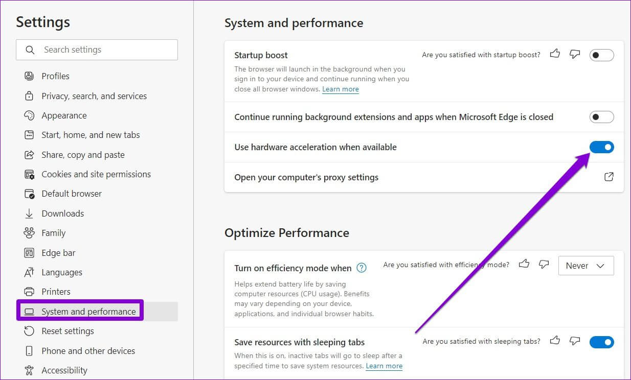 Disable-Hardware-Acceleration-in-Edge أفضل 7 طرق لإصلاح عدم تشغيل مقاطع الفيديو في Microsoft Edge