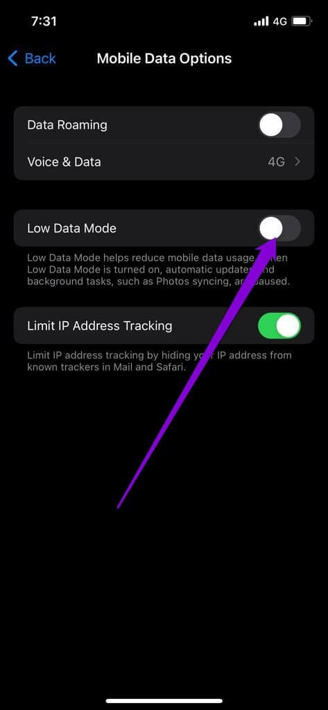 Disable-Low-Data-Mode-Cellular-1-1 أفضل 7 طرق لإصلاح عدم إرسال صور WhatsApp من iPhone