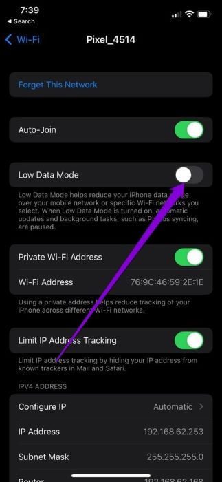 Disable-Low-Data-Mode-on-Wi-Fi-2-1 أفضل 9 طرق لإصلاح التوقف المؤقت Spotify على Android و iPhone