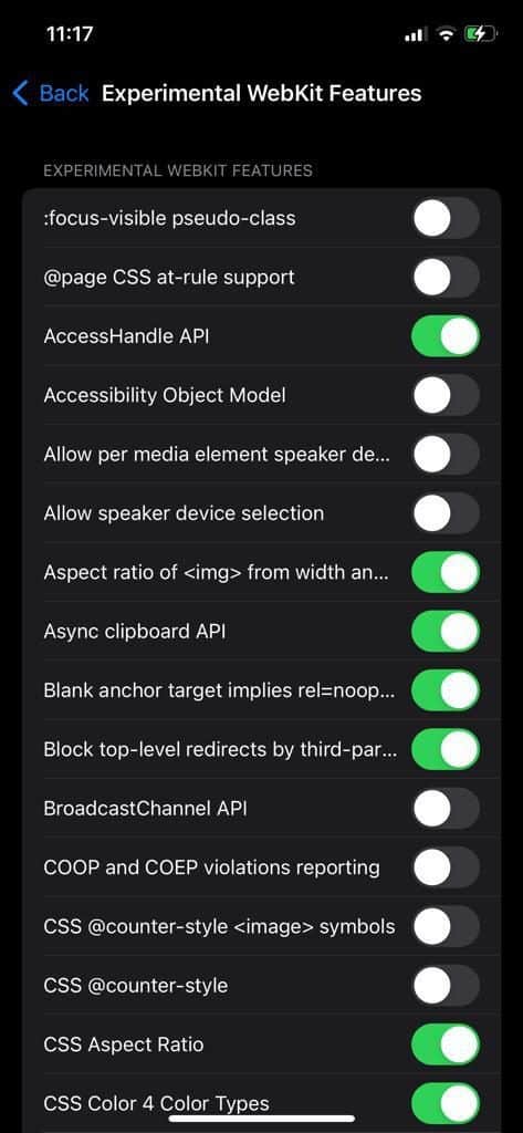 Disable-Safari-Experimental-Features أفضل 8 طرق لإصلاح عدم تشغيل Safari لمقاطع الفيديو على iPhone