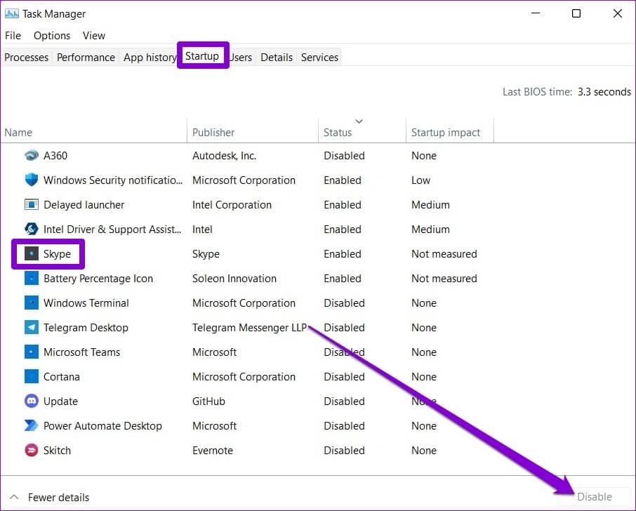Disable-Startup-Programs-2 أفضل 7 إصلاحات لاستمرار سطح المكتب في التحديث على Windows 11