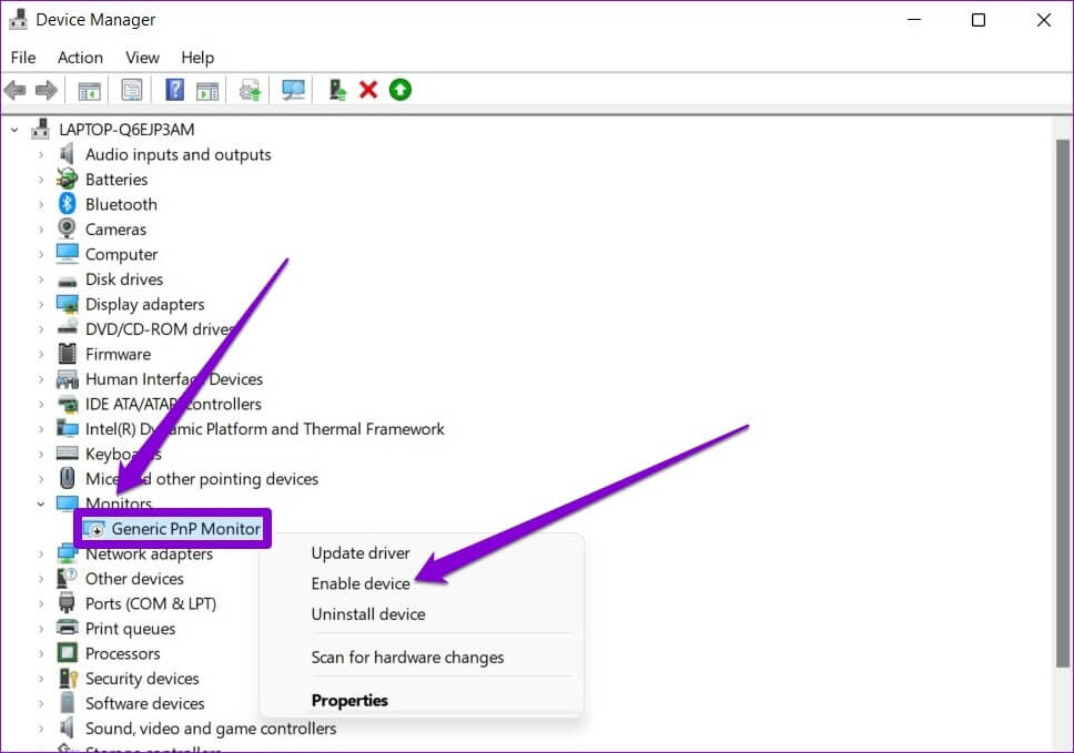 Enable-Generic-PnP-Monitor-on-Windows أفضل 7 طرق لإصلاح عدم عمل السطوع على أجهزة الكمبيوتر المحمولة التي تعمل بنظام Windows 11