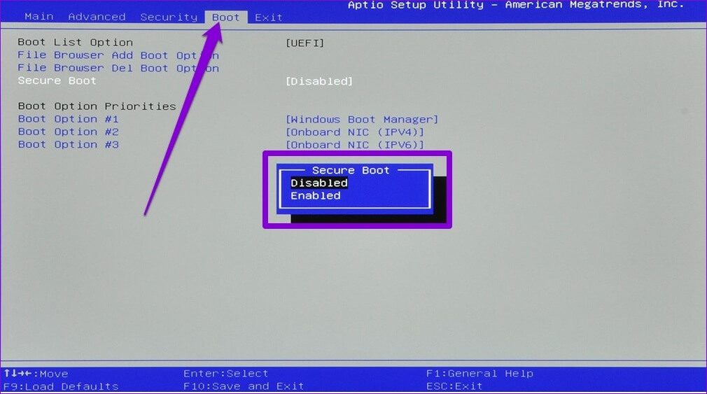 Enable-Secure-Boot أفضل 6 طرق لإصلاح Windows 11 عالق عند شاشة إعادة تشغيل